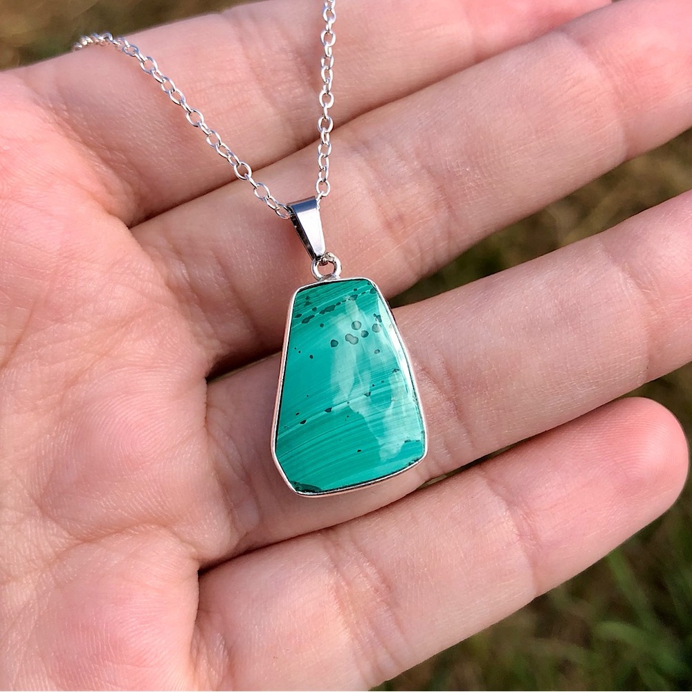 Natural Malachite Pendant Necklace